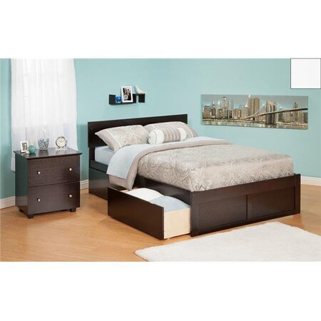 Atlantic Furniture Atlantic Furniture AR8132112 Orlando Full Bed with Flat Panel Foot Board and Urban Bed Drawers in a White Finish AR8132112